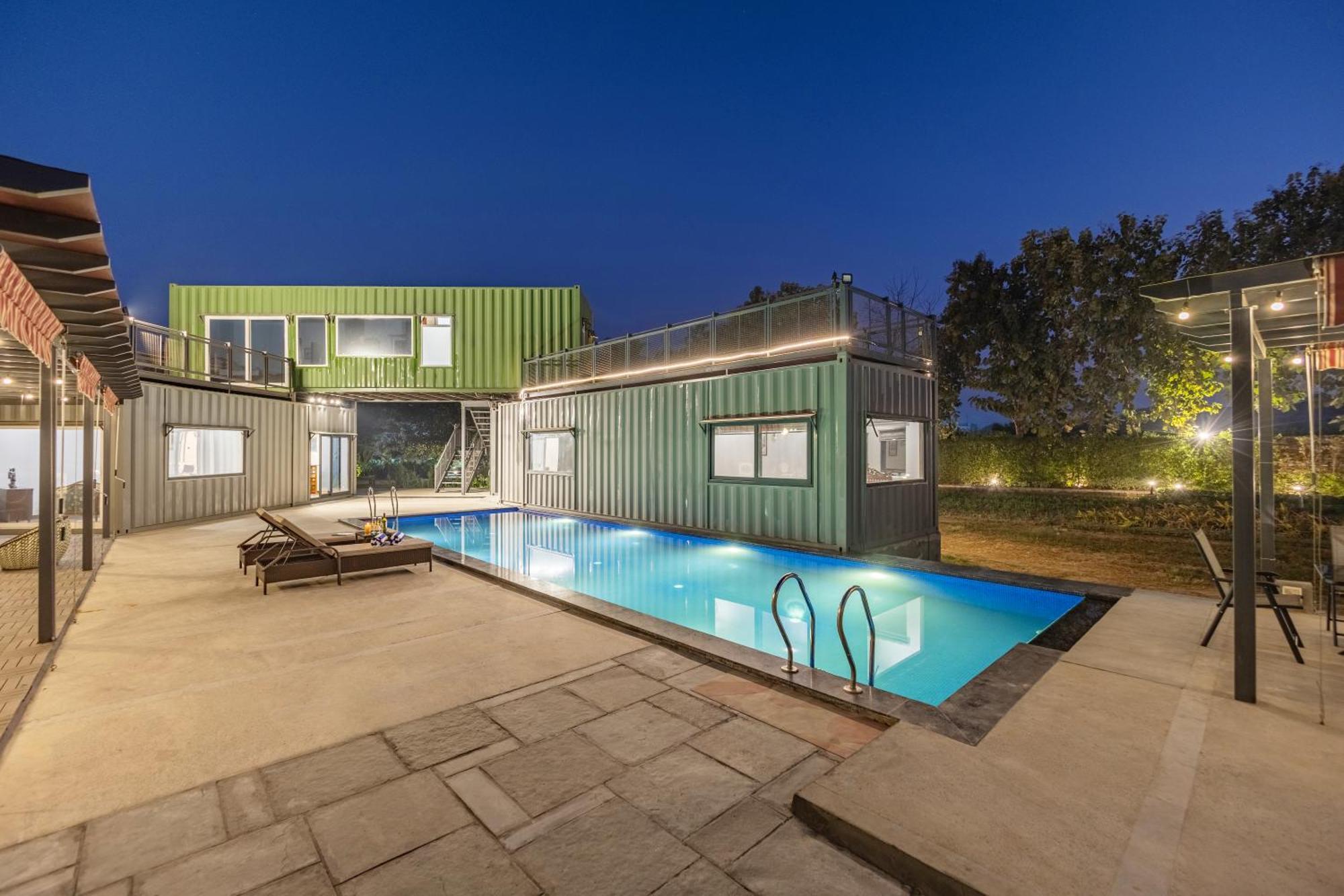 Elivaas Hidden Oasis 4Bhk With Pool, Mud House & Container House Villa Dhauj Exteriör bild