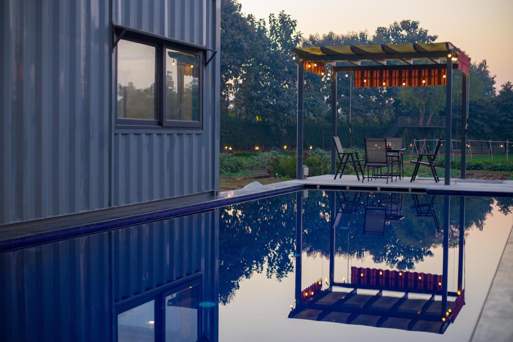 Elivaas Hidden Oasis 4Bhk With Pool, Mud House & Container House Villa Dhauj Exteriör bild