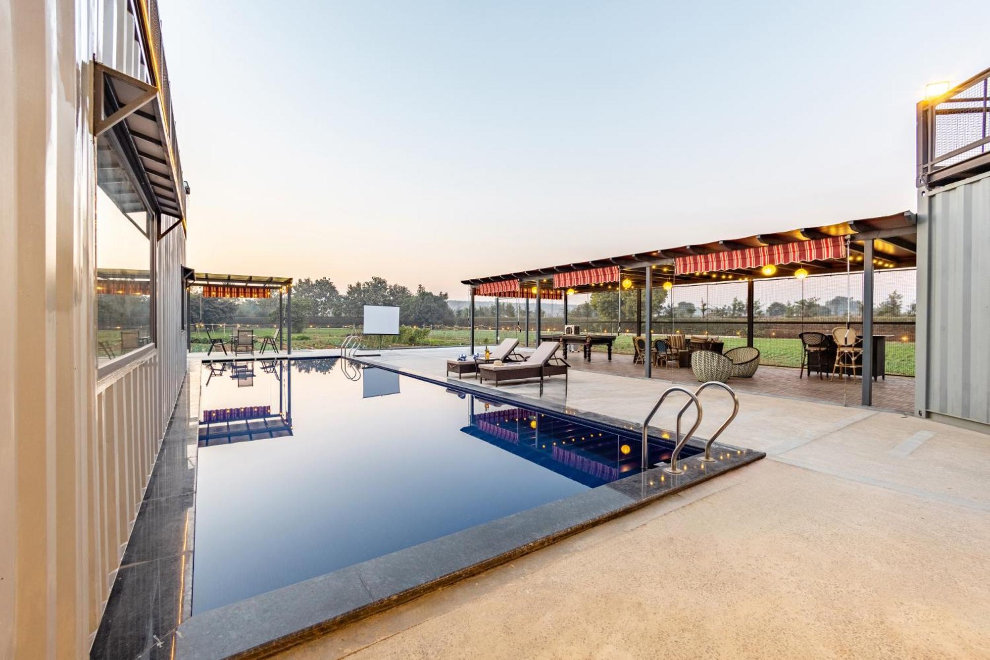 Elivaas Hidden Oasis 4Bhk With Pool, Mud House & Container House Villa Dhauj Exteriör bild