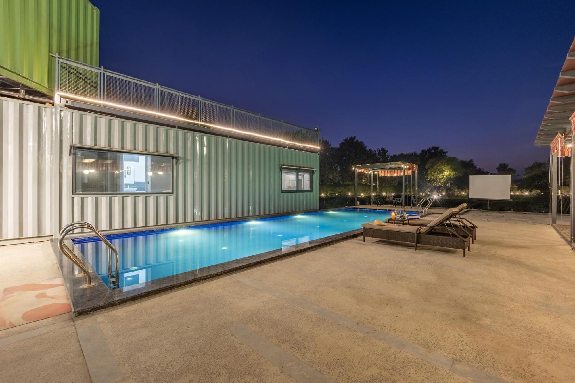 Elivaas Hidden Oasis 4Bhk With Pool, Mud House & Container House Villa Dhauj Exteriör bild