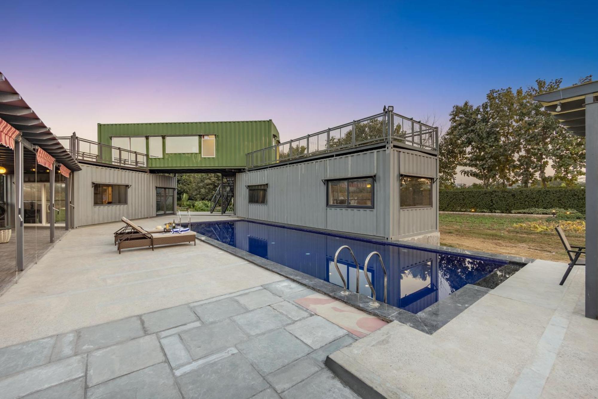Elivaas Hidden Oasis 4Bhk With Pool, Mud House & Container House Villa Dhauj Exteriör bild