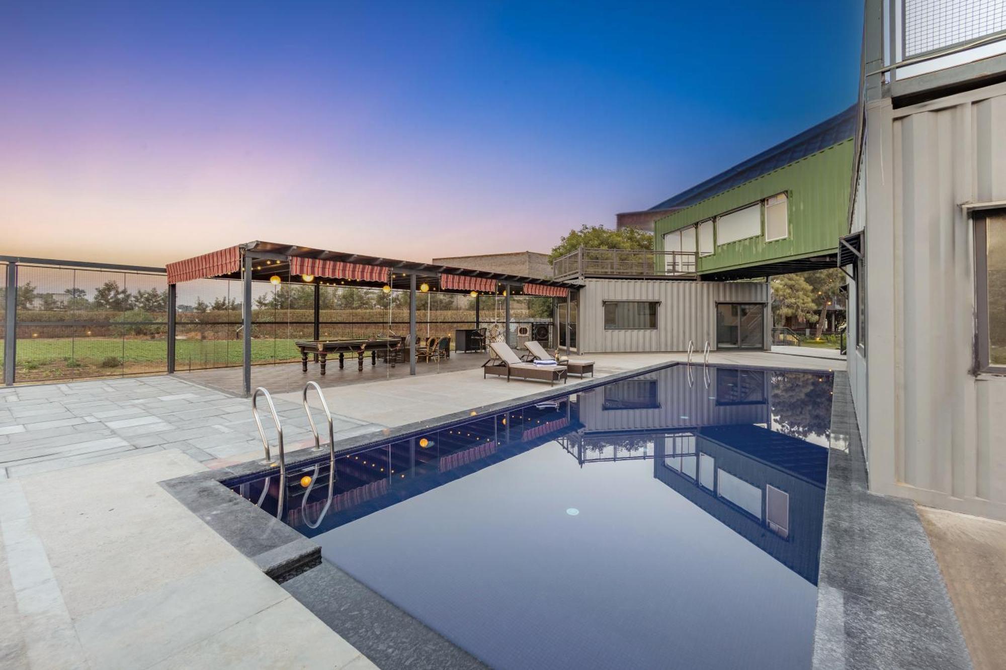 Elivaas Hidden Oasis 4Bhk With Pool, Mud House & Container House Villa Dhauj Exteriör bild